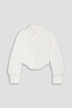 Cropped cotton-blend poplin shirt