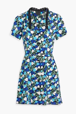 Floral-print silk-crepe mini dress