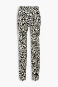 Zebra-jacquard stretch cotton-blend slim-leg pants