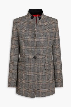 Prince of Wales checked wool-blend jacket