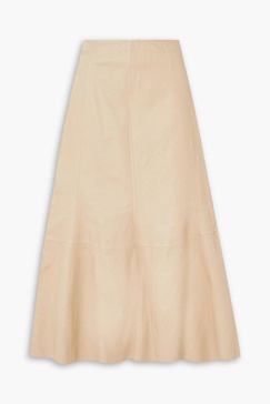 Floela paneled leather midi skirt