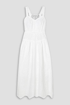 Dania open-back broderie anglaise cotton-blend midi dress