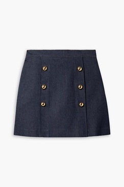 Embellished denim mini skirt