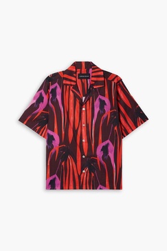 Printed silk-charmeuse shirt