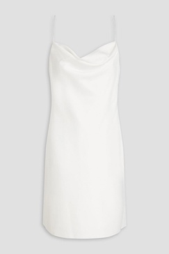 Crystal-embellished draped stretch-satin mini slip dress