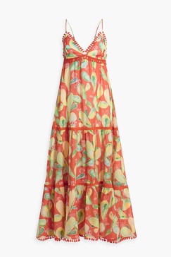 Melia tiered printed cotton-blend voile maxi dress