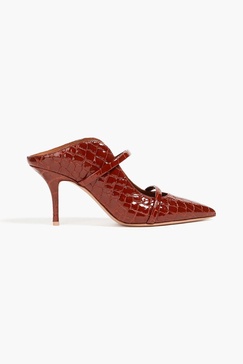 Maureen 70 croc-effect patent-leather mules