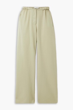 Contorta ruched wool-blend gabardine wide-leg pants