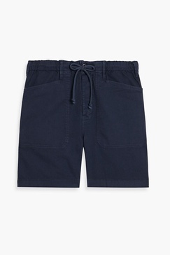 Cotton-blend twill drawstring shorts