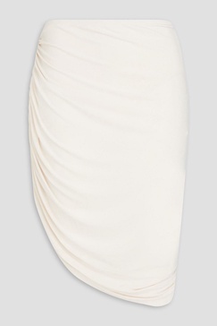 Diana aymmetric ruched stretch-jersey skirt