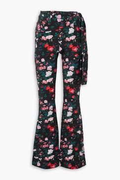 Floral-print stretch-jersey flared pants