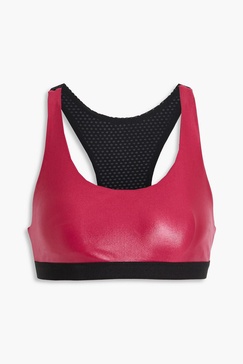 Tax jacquard-paneled cutout stretch sports bra