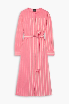 Striped cotton-voile midi shirt dress