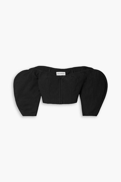 Juana off-the-shoulder cropped TENCEL™ Lyocell l and linen-blend top