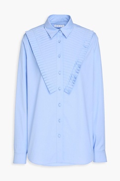 Pintucked cotton-blend poplin shirt