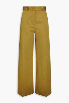 Stretch-cotton twill wide-leg pants