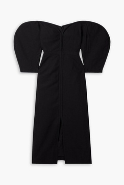 Leonara off-the-shoulder TENCEL™ Lyocell and linen-blend midi dress