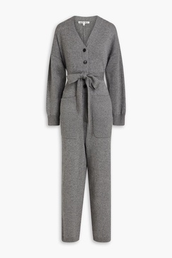 Belted merino wool and cotton-blend jumpsuit