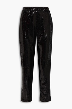 Hannah sequined stretch-mesh tapered pants