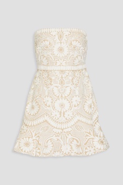 Agata strapless embroidered cotton-blend gaberdine mini dress