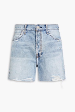 Distressed denim shorts