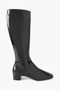 Edie patent-leather knee boots