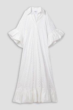 Oversized shantung-trimmed broderie anglaise cotton and silk-blend maxi dress