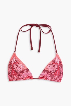 Paisley-print triangle bikini top