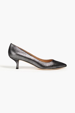 Metallic suede pumps