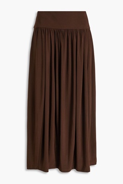 Gathered jersey midi skirt