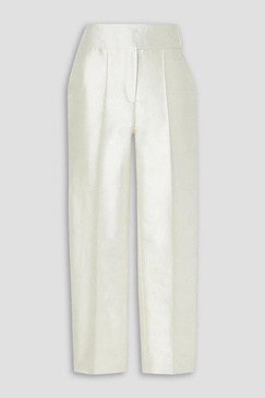 Cotton and silk-blend satin straight-leg pants