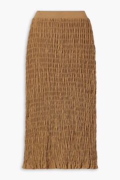 Emla shirred stretch-jersey midi skirt