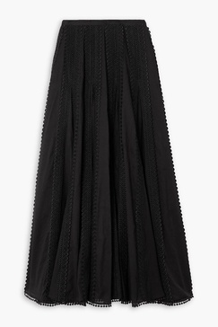 Viola guipure lace-trimmed cotton-blend voile maxi skirt