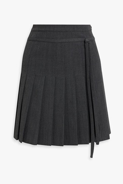 Haki pleated twill mini skirt