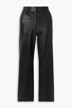 Faux stretch-leather straight-leg pants