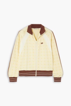 Shine crochet-trimmed cotton-jacquard track jacket