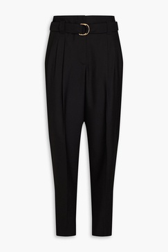 Pleated wool tapered pants