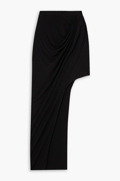 Draped asymmetric stretch-jersey skirt