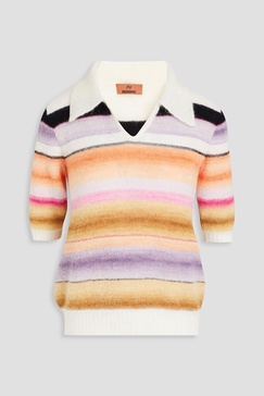 Striped knitted polo sweater