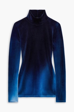 Ombré stretch-velvet turtleneck top