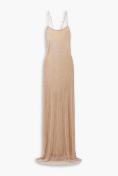 Calvert crystal-embellished mesh maxi dress