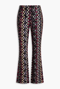 Crochet-knit wool-blend flared pants