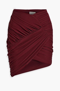 Atalie ruched stretch-jersey mini skirt