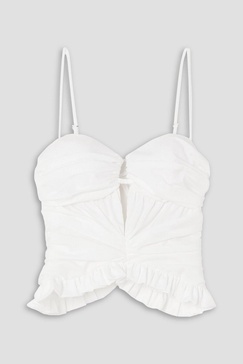 The Peir ruched ruffled cotton bustier top