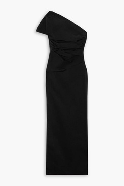 Reatta one-shoulder gathered crepe gown