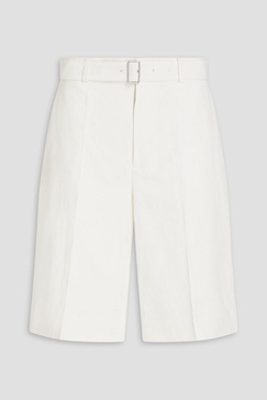 Belted linen shorts