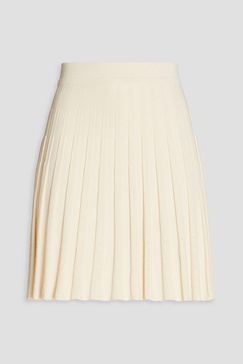 Pleated pointelle-knit mini skirt