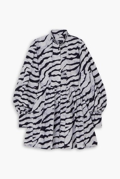 Zebra-print cotton mini dress