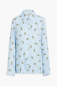 Floral-print satin pajama top