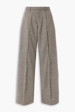 Distressed wool wide-leg pants